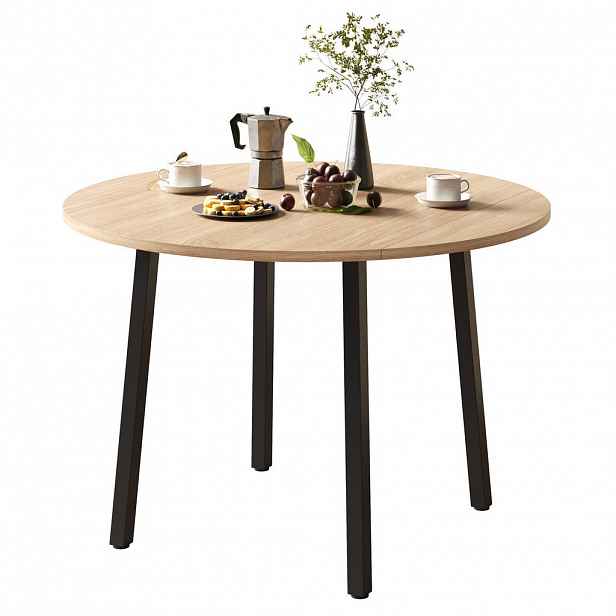 OKWISH JÍDELNÍ stůl 100/100 cm dubová barva z MDF se sklápěcí deskou