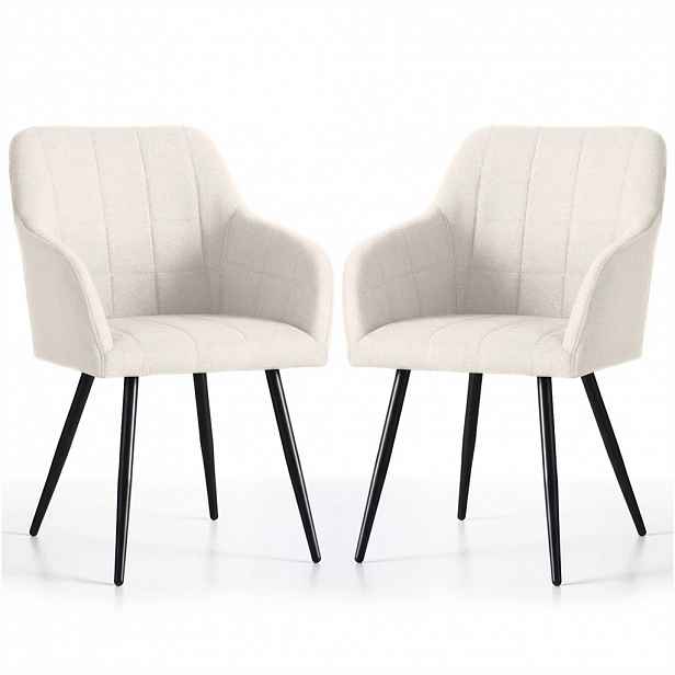 Set 2x jídelní prošívaná židle LARENZA - krémová / černá