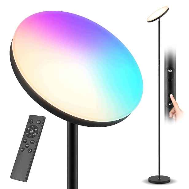 Stojací Led lampa Rgb s dálkovým ovládáním do obývacího pokoje, stmívatelná, černá