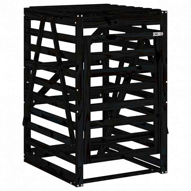vidaXL Úložný box na popelnici černý 84x90x128,5 cm masivní borovice