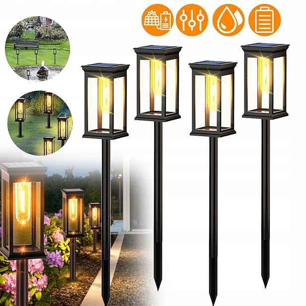 4 X Solární Lampy Pro Osvětlení Cest, Voděodolné Venkovní Lampy Na Terasu