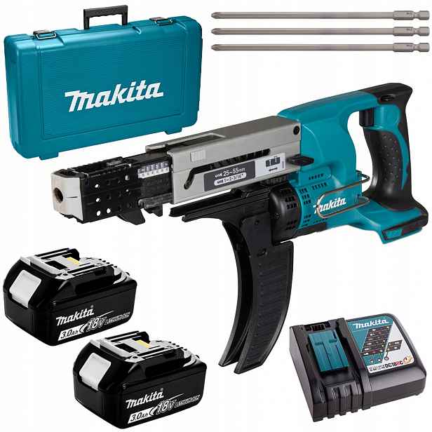 Aku Šroubovák 18V pro desky G-k se zásobníkem 25-50 mm 2x3 Ah Makita DFR550RFE
