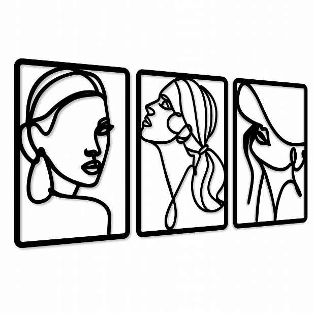 Ažurový Obraz Obrazy Do Obývacího Pokoje Velký Triptych Dekorace 120 cm Ženy Tváře