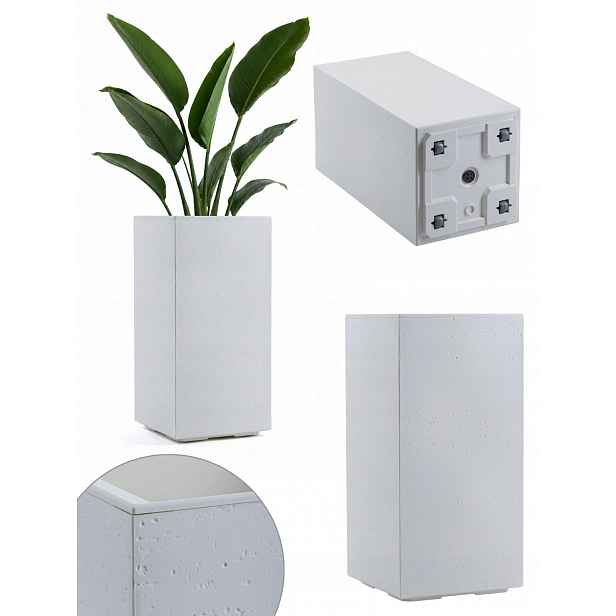 Květináč Na Kolečkách imitace betonu krémový květináč na terasu 60x30 cm Sloupek
