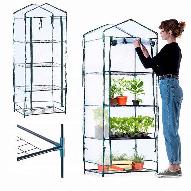 Mini Zahradní Balkonový Skleník S Policemi Foliak 4 Police 170 x 68 x 48 cm