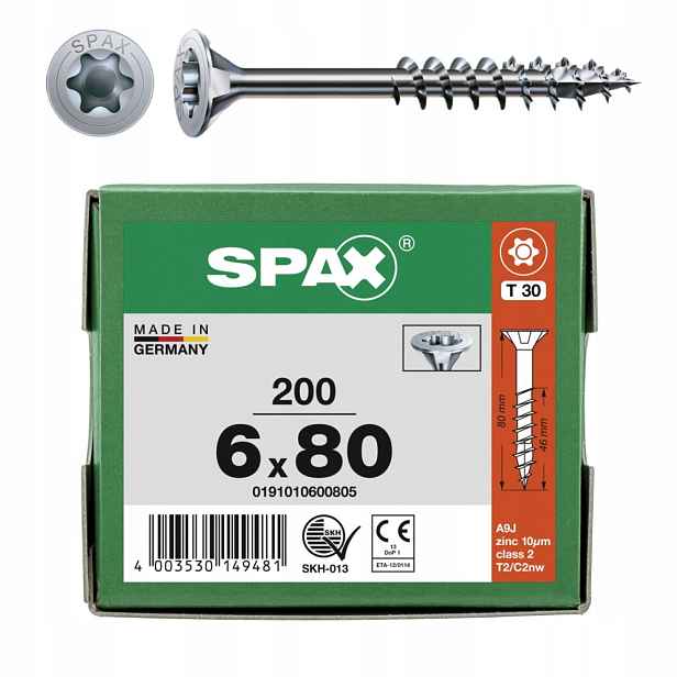 Tesařské Vruty 6x80 Spax Do Dřeva Kuželové Torx 200ks