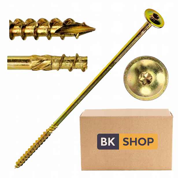 Tesařské vruty Torx do dřeva talířové 10x220 mm 50 ks s podložkou