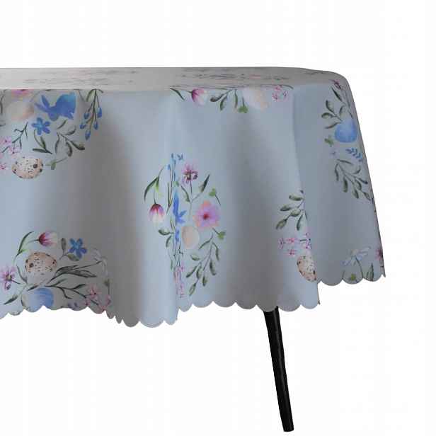 Ubrus Odolný Proti Skvrnám Ovál 150 X 360 CM Šedozelený Písanka Velikonoce Oválná