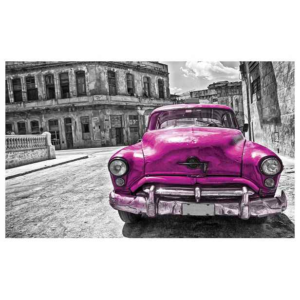 Fototapeta Růžový historický automobil Kuba Havana retro 200x140 lepidlo