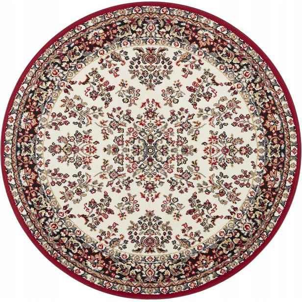Kulatý koberec, červeno krémový tradiční vzor 140 Cm