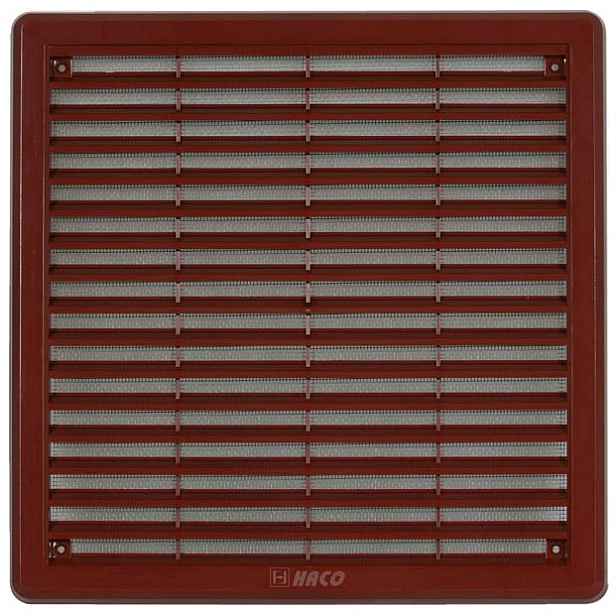 Mřížka větrací se sítí a krytkou HACO VM K 250×250 mm hnědá