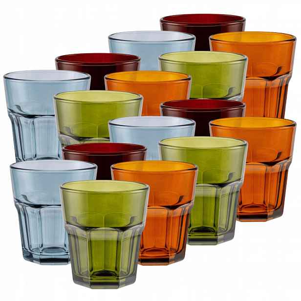 Sklenice Barevné na vodu nápojové nápoje 280 ml sada X4 Retro Vintage