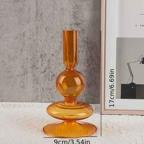 TEMU Skleněný svícen, romantický svícen v evropském stylu, pojme svíčku o průměru 2 cm, vhodný pro svatební a valentýnskou večeři, rekvizity pro