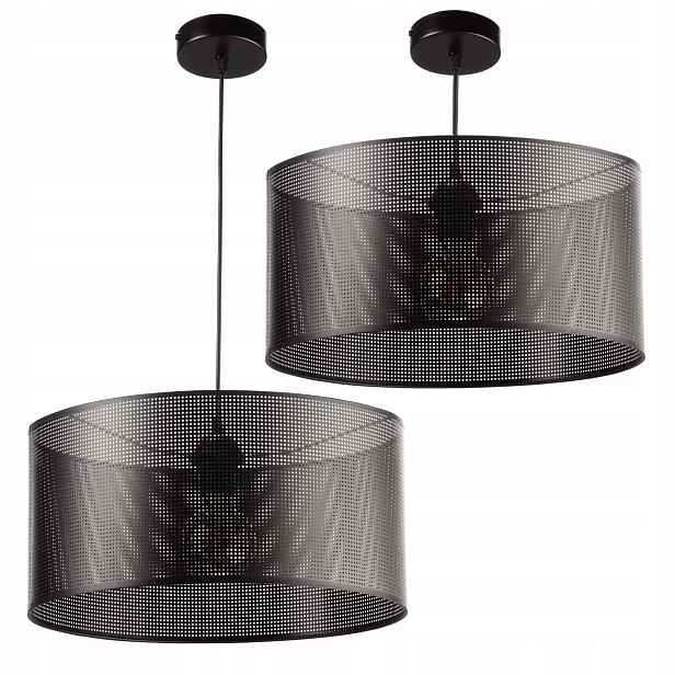 Závěsná Lampa Stropní Ažurové Stínítko Loft 40 CM Díry Černá 40 cm
