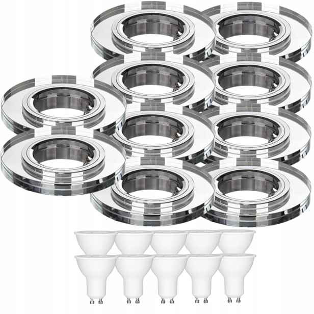 10x Pevná Skleněná Stropní Lampa Halogenové Svítidlo Led Žárovky 1.5W