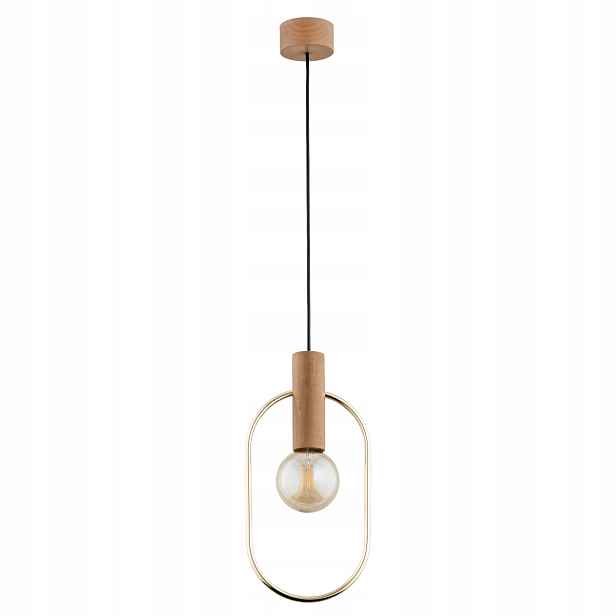 Alfa Lais závěsná lampa skandinávský styl dřevo zlatá patice E27 15W