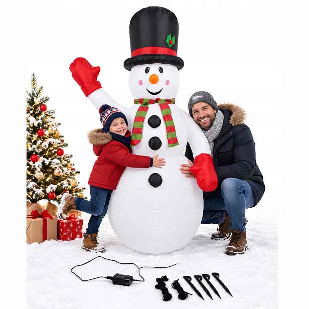 Led nafukovací vánoční sněhulák 180 cm, zahradní dekorace
