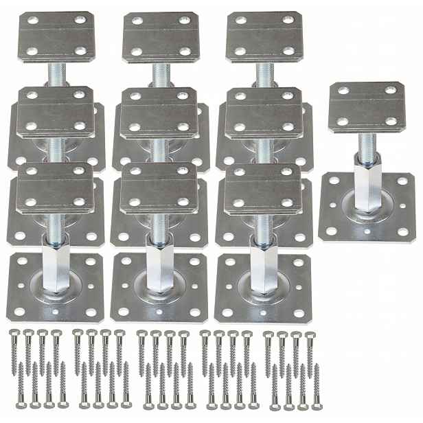 10X Podstavec Podpěry Sloupku 110x80 Kotvící Kolík Vertikálně Nastavitelný 90-160 MM Pl