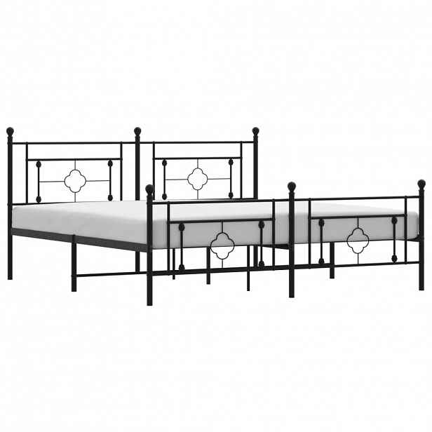 vidaXL Kovový rám postele s hlavovým a nožním čelem černý 183 x 213 cm