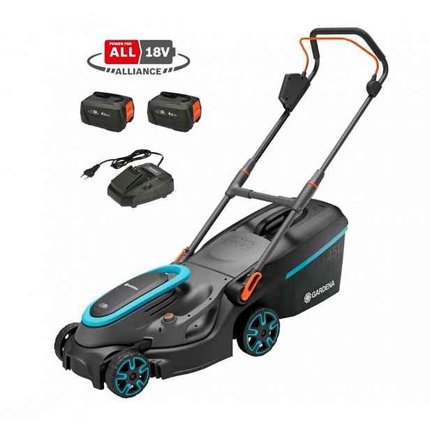 Gardena - 18V AKU sekačka na trávu PowerMax 37/36V P4A, záběr 37 cm, 2x aku Li-Ion 4,0 Ah, nabíječka 14638-20