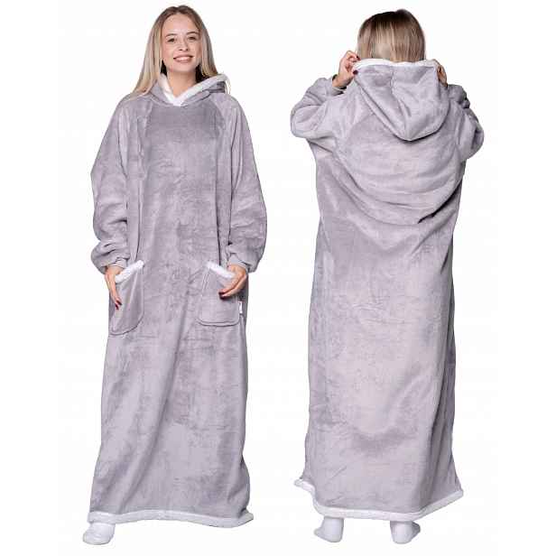 Koc oversize mikina Kostek Tlustá 2v1 Mikinová Deka XXL Šedá Dárek Bluzo Deka