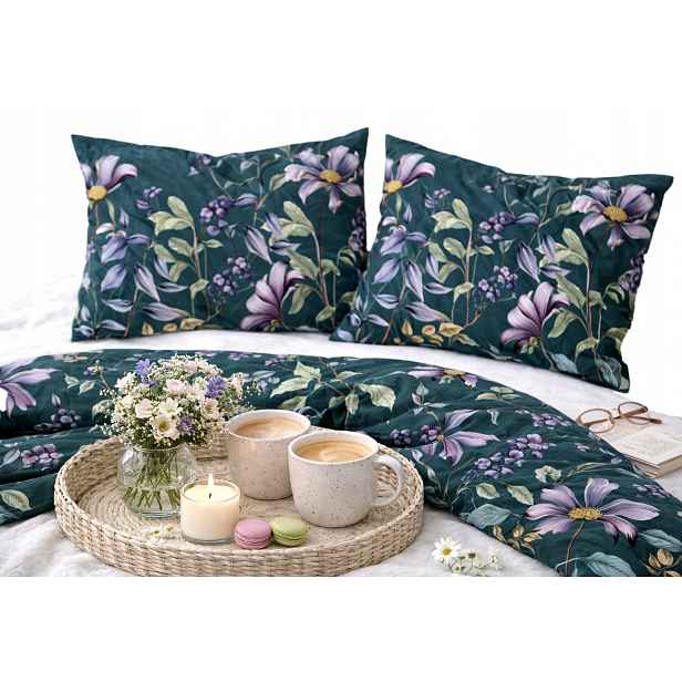 Povlečení Bavlněná květinová zelená 220x200 Produkt Pl elegantní