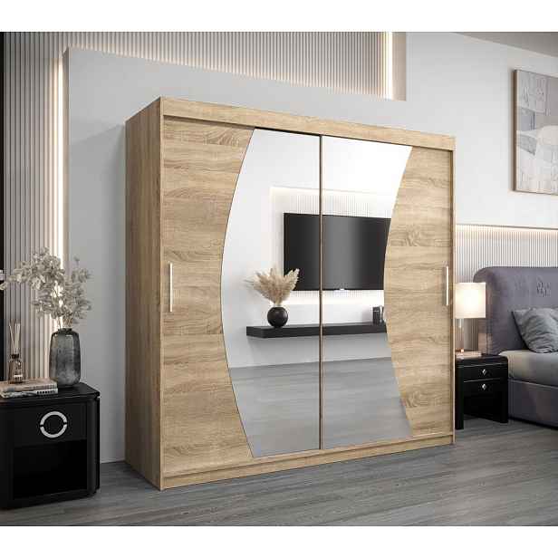 Skříň s posuvnými dveřmi JASMINA - 200 cm, dub sonoma