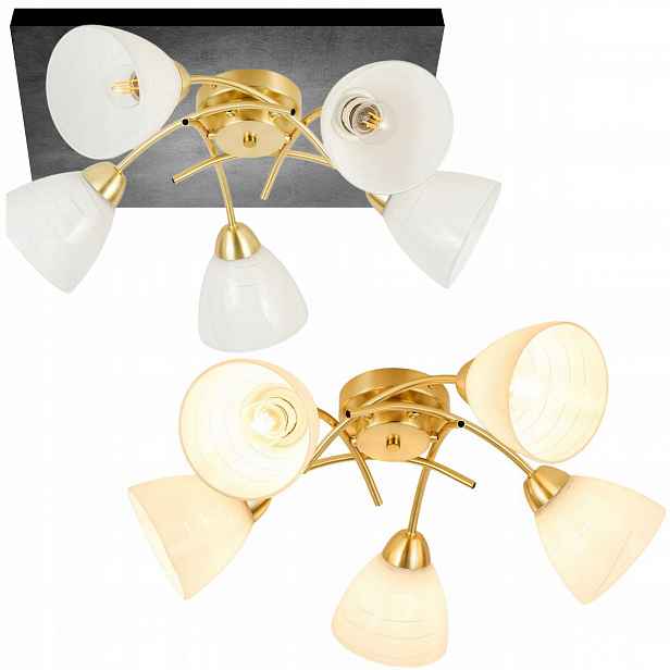 Stropní svítidlo lustr zlatý, elegantní, starodávný, 5 bodů, žárovka E27