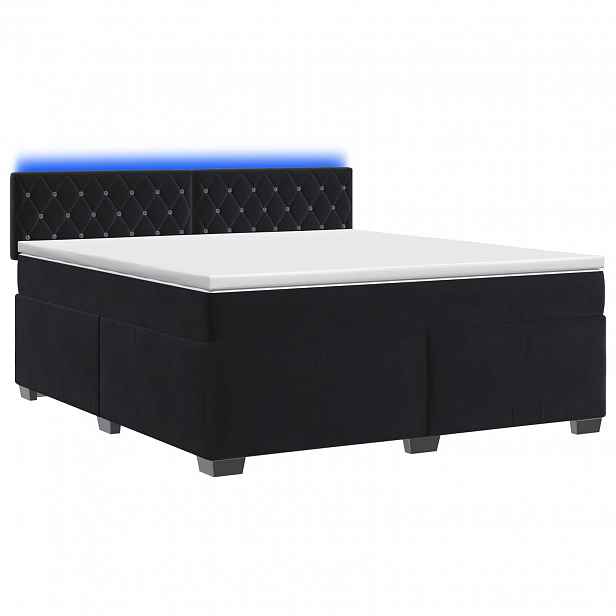 vidaXL Box spring postel s matrací a LED Černá 140 x 200 cm Samet