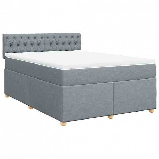 vidaXL Box spring postel s matrací světle šedá 140 x 190 cm textil