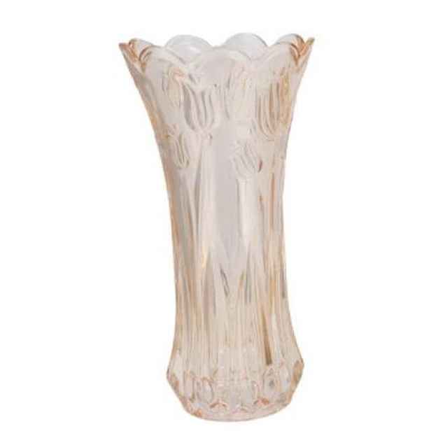Béžová skleněná váza s reliéfem tulipánů Delight - Ø 10*20 cm daan kromhout