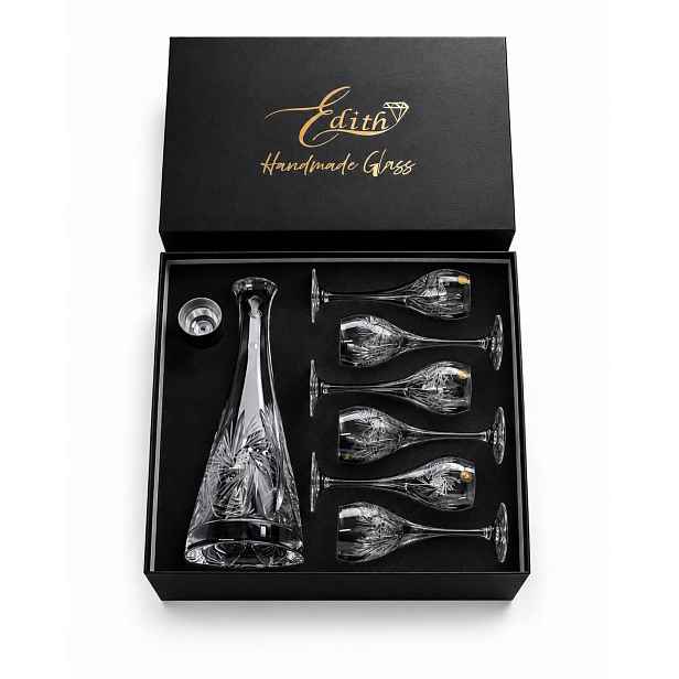 Křišťálový set na likér Edith glass karafa skleničky Mlýnek 6+1