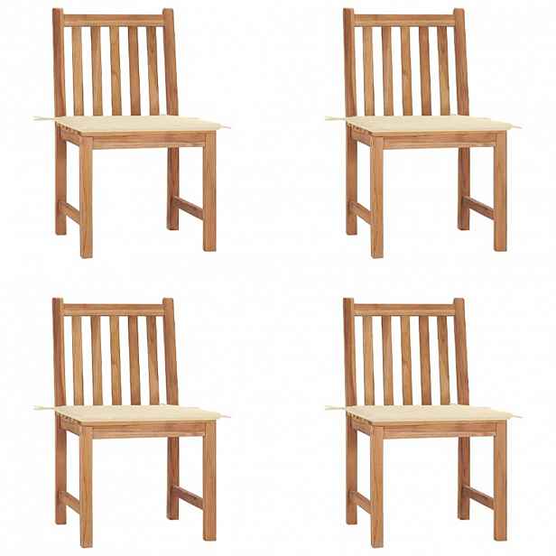 vidaXL Zahradní židle 4 ks s poduškami masivní teak