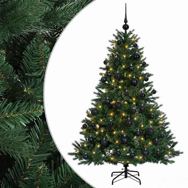 vidaXL Umělý vánoční stromek s vánočními koulemi 150 cm 150 LED