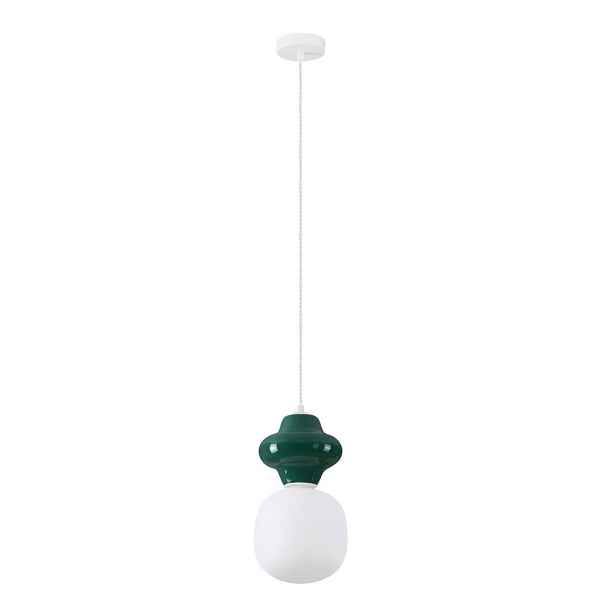 Bílé/v petrolejové barvě keramické závěsné svítidlo se skleněným stínidlem ø 18 cm Clio – Nova Luce