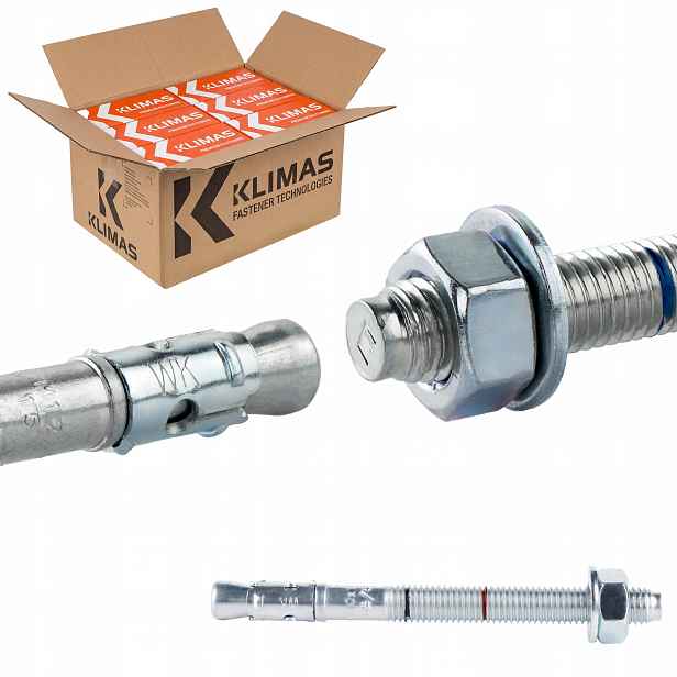 Kotvy do betonu ocelové M10 x 115 mm 200 ks mechanické Klimas Le-zn