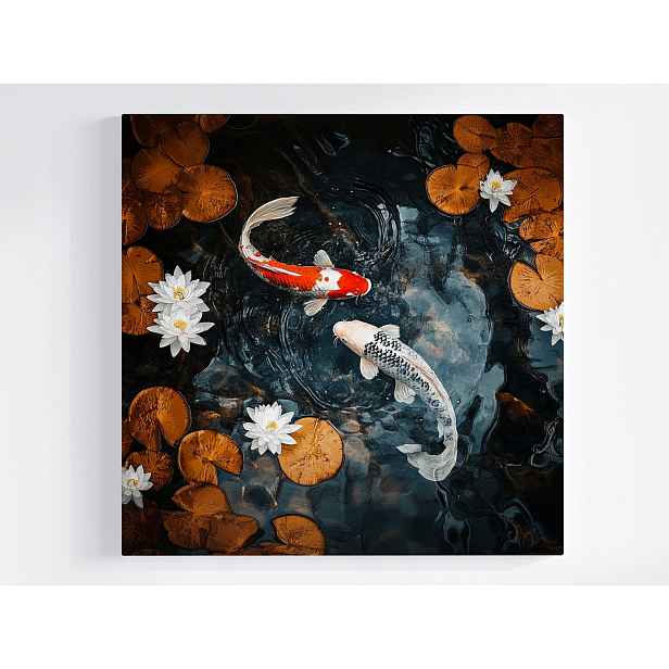 Obraz Na Plátně Canvas Ryby Kapry Koi Japonsko Vodní Lilie Příroda 50x50