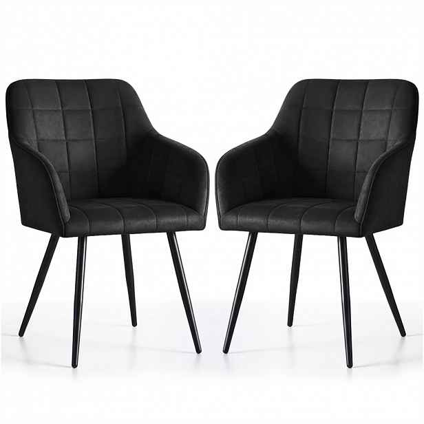 Set 2x jídelní prošívaná židle LARENZA - černá / černá