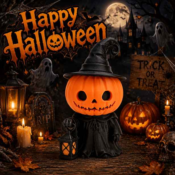 TEMU Sběratelské stolní ozdoby, Halloweenské figurky dýní, Figurky lucernových dýní, Figurky kouzelnických dýní, Halloweenské dekorace, Malé sošky,