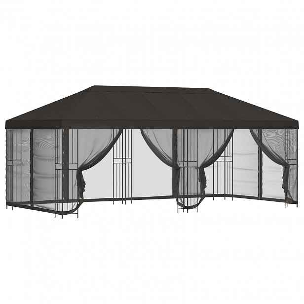 vidaXL Altán s bočními stěnami 6 x 3 m Antracitová Polyester a ocel