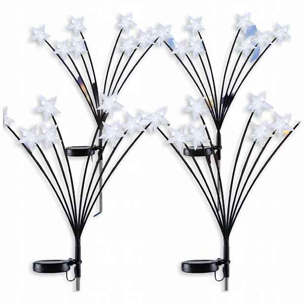 Zahradní solární lampy 4 kusy Led Vánoční stromek IP65 Studené bílé