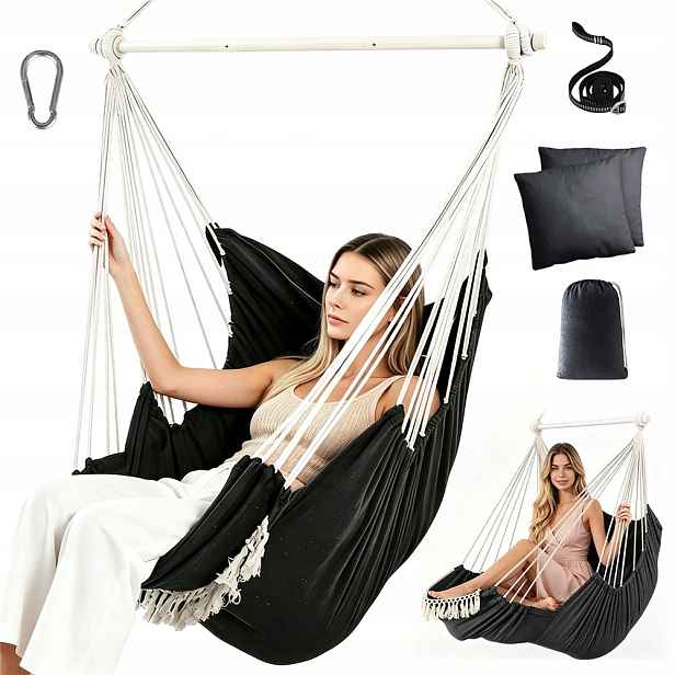 Houpací Houpačka Závěsné Křeslo Brazilské Křeslo Boho Makramé 2 Polštáře