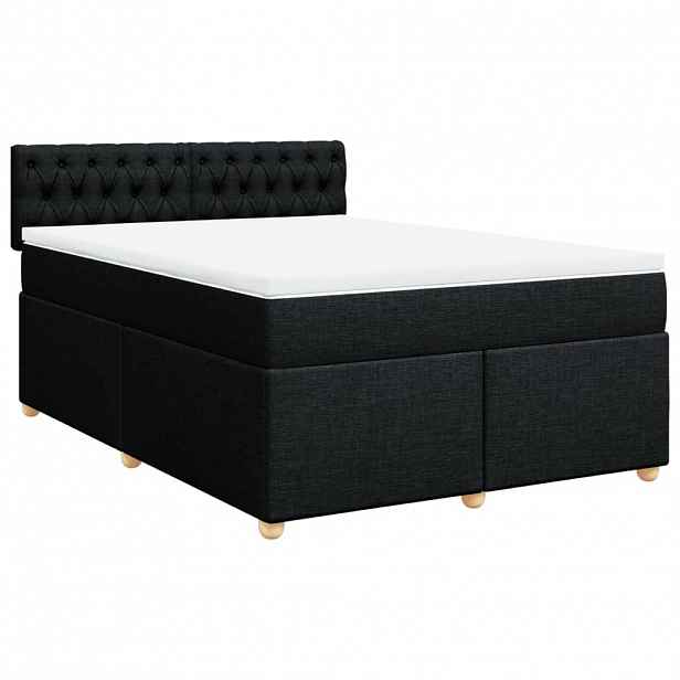 vidaXL Box spring postel s matrací černá 140 x 190 cm textil