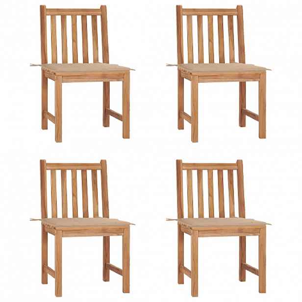 vidaXL Zahradní židle 4 ks s poduškami masivní teak
