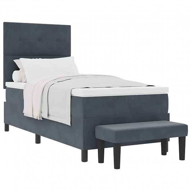 vidaXL Postel s boxspringem s čelo Tmavě šedá 200 x 80 cm samet