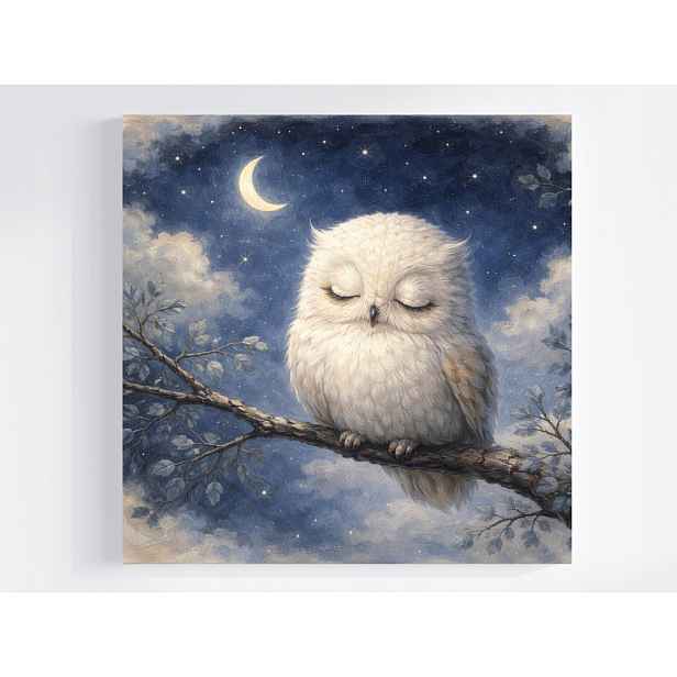 Obraz Na Plátně Canvas Noc Měsíc Hvězdy Mraky Pták Sova Sen 50x50