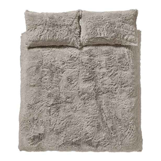 Prodloužené hnědé povlečení na dvoulůžko z mikroplyše 230x220 cm Cuddly – Catherine Lansfield