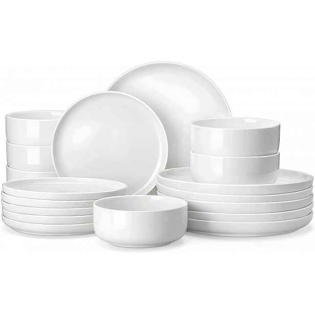 Porcelánové Talíře 18 El Bílé 6 Osob Misky 700 ML Myčka Nádobí