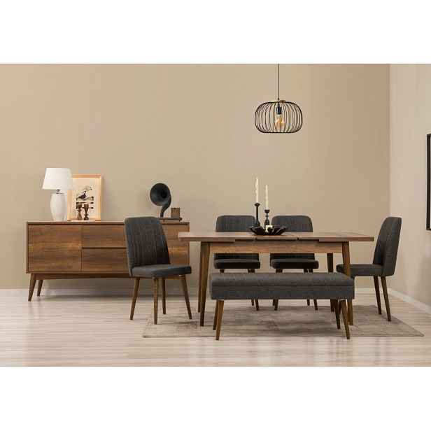Set s rozkládacím stolem, židlemi a konzolou (7 kusů) Vina 03 1053 - Walnut, Anthracite