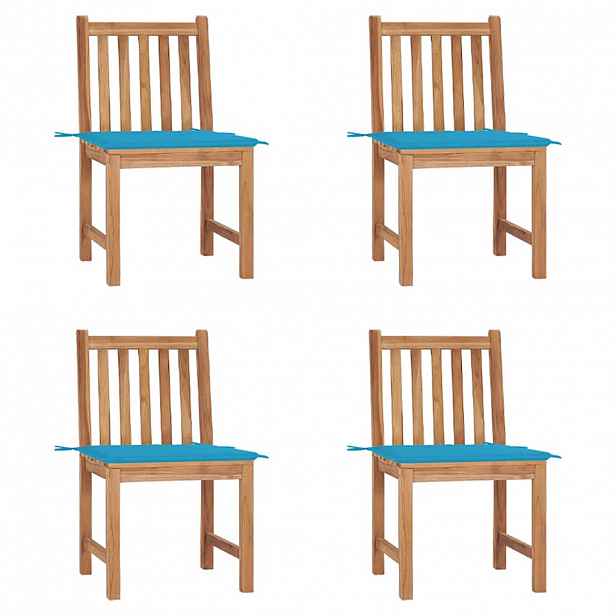 vidaXL Zahradní židle s poduškami 4 ks masivní teak